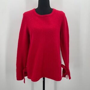 J McLaughlin Red‎ Merino Wool Baby Alpaca Blend Sweater Bow Cuff Size M READ!